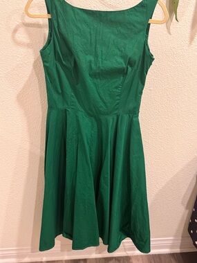 Classic Sleeveless Fit-and-Flare Dress in Emerald Green